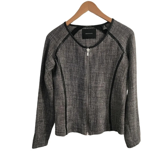 SCOTCH + SODA MAISON SCOTCH Black White Zip Up Cotton Tweed Jacket Size S - Picture 2 of 10